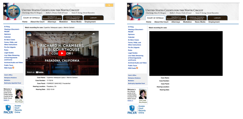 A split screenshot showing a working embedded video vs an empty void