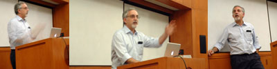 3-part collage image of Mitch Kaport speaking at SIMS