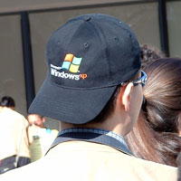 a picture of a Berkeley student in a Windows XP hat