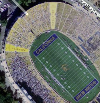a picture taken from MSN Virtual Earth of the Cal stadium full of people